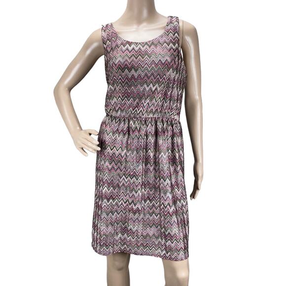 Lily Rose Women Multicolored Chevron Knit Sleeveless Scoop Neck Dress Size XL - Picture 1 of 5
